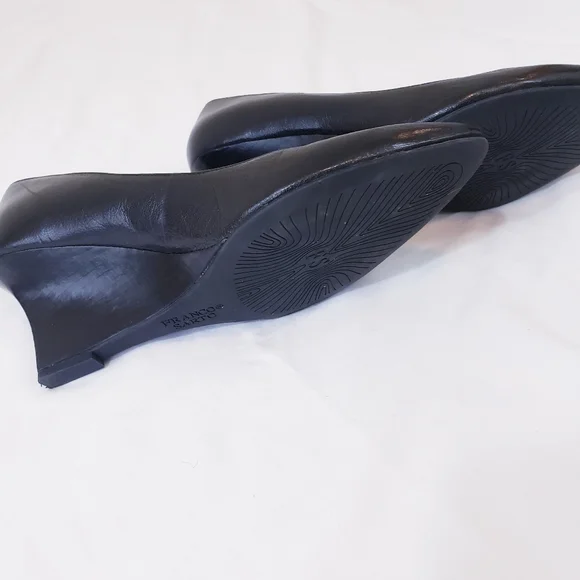 Franco Sarto Frankie Black Wedge Pump Size 7 Leather Wedged Heel Pointed Toe - Picture 6 of 14